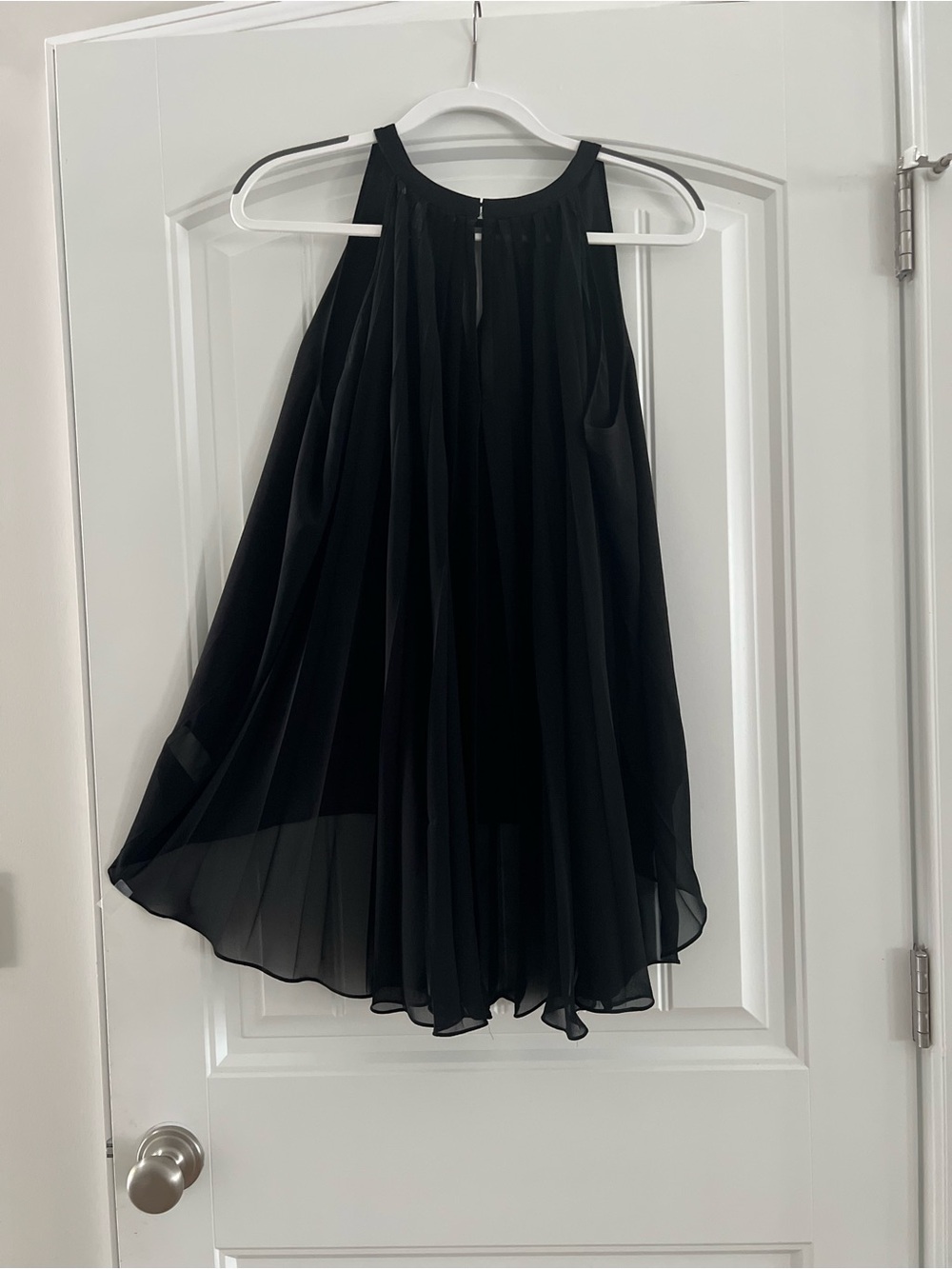 Kenneth Cole Black Halter High-Low Pleated Dress
